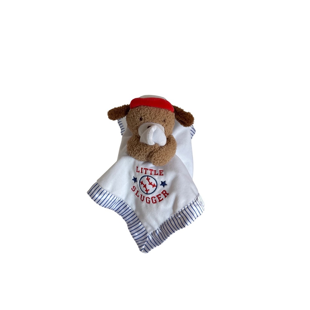 Carters Little Slugger Baseball Puppy Dog Baby Lovey Security Blanket Blue White